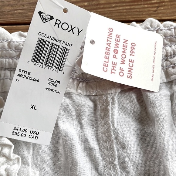 Nwt Roxy Women’s Oceanside Flare Wide Leg Sea Salt Linen Blend Pants XL - Picture 15 of 15